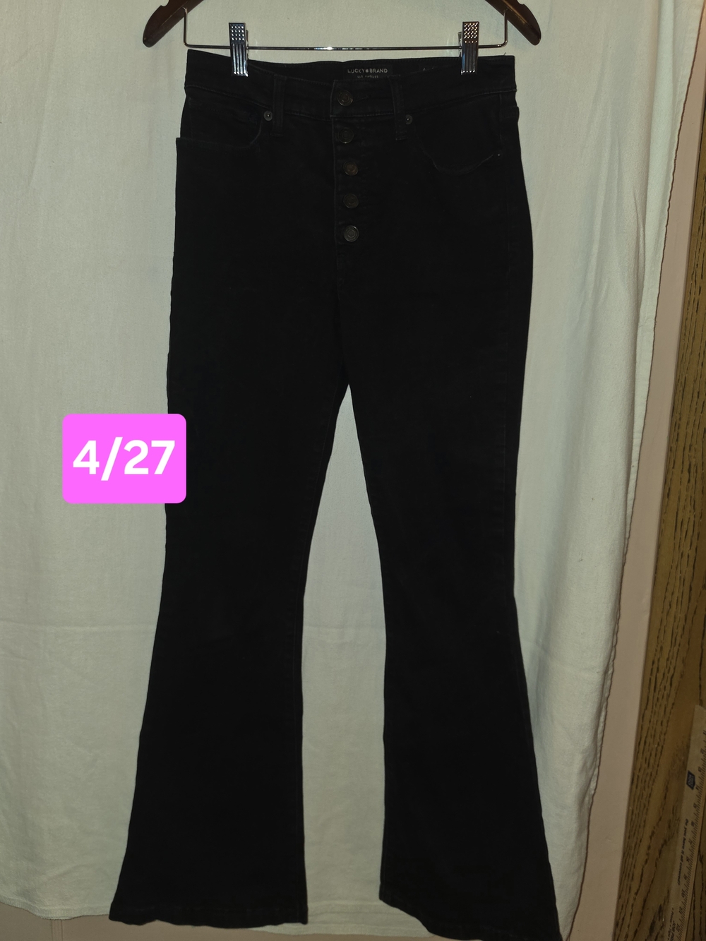 Lucky Brand Black High Rise Flare Jeans Button Fly Size 4/27